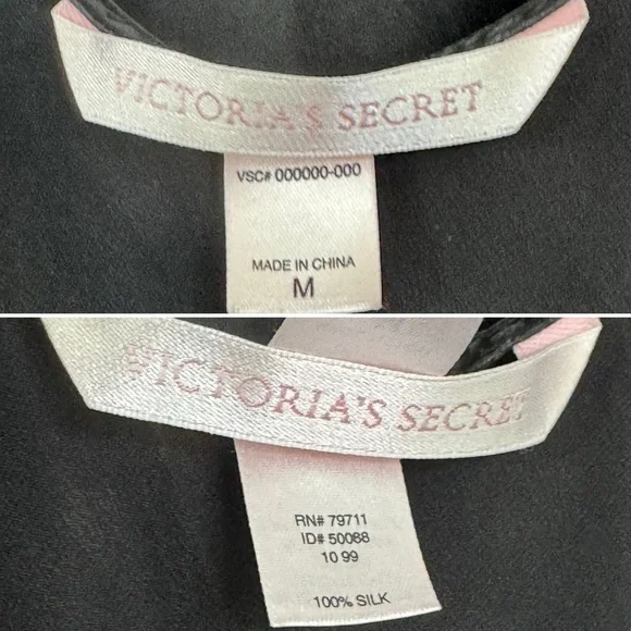 Y2K Victoria’s Secret 100% Silk Smoky Black Vintage Cowl Maxi Gown Slip Dress M - Picture 3 of 6